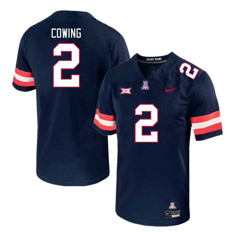Arizona Wildcats #2 Jacob Cowing Big 12 Conference College Football Jerseys Stitched Sale-Navy